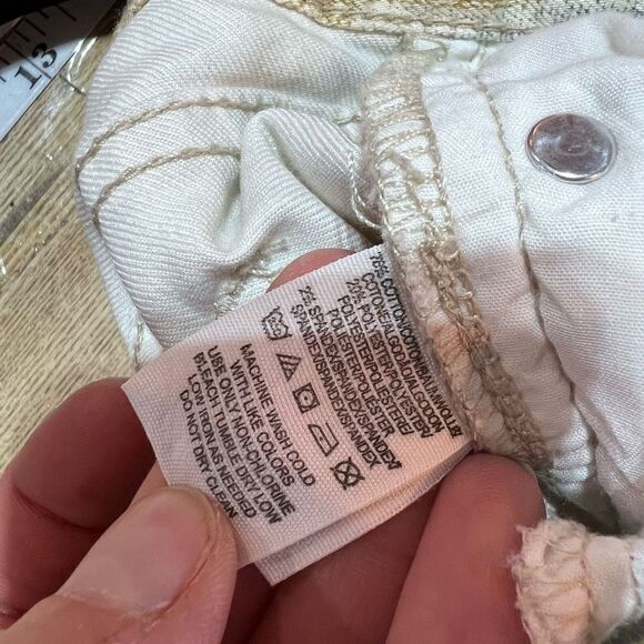 Free People Womens Zig Zag Zipper Crop Skinny Denim Jeans Beige Blue Brown Sz 28 - Picture 10 of 12